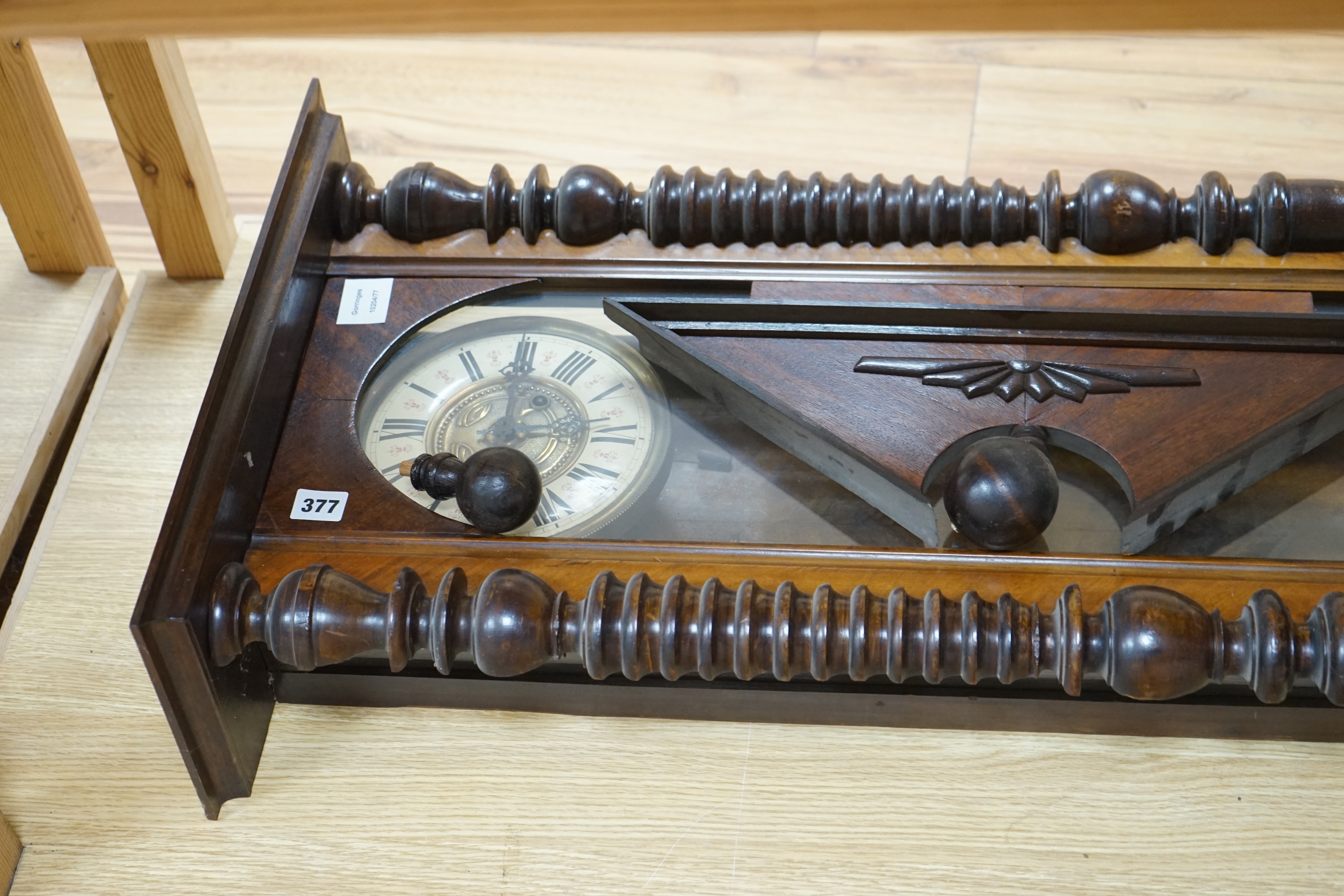 A Vienna walnut wall clock, height 95cm